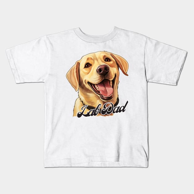 Yellow Lab Dad Dad T-Shirt - Dog Lover Gift, Pet Parent Apparel Kids T-Shirt by Baydream